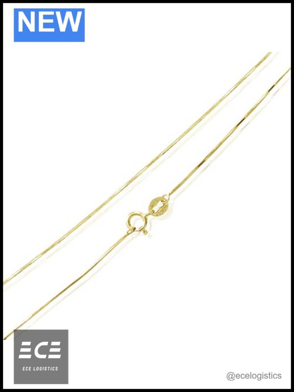 Sterling Silver 1mm Square Snake Chain Necklace 18 Inches Spring Ring Clasp